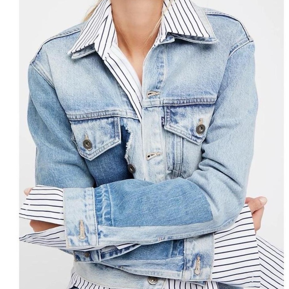 Leviâs Made & Crafted Size Xs / 0 Denim Jacket Free People Patchwork Denim